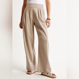 Abercrombie & Fitch Ultra Wide Leg Linen Blend High Rise Pants Women's Small EUC